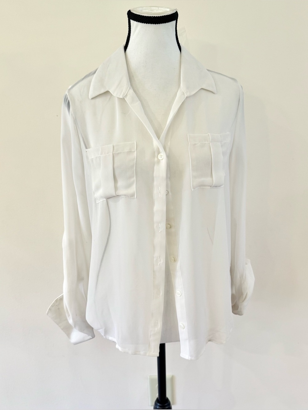 mine White Semi-Sheer Button-Down Shirt size medium